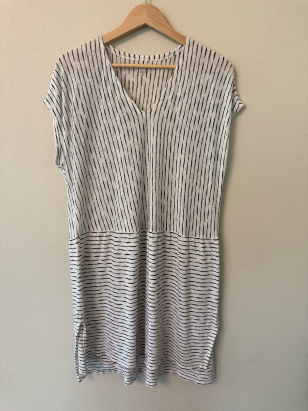 Eileen Fisher Organic Linen Painterly Stripe Tunic Dress M Lagenlook - Picture 3 of 10